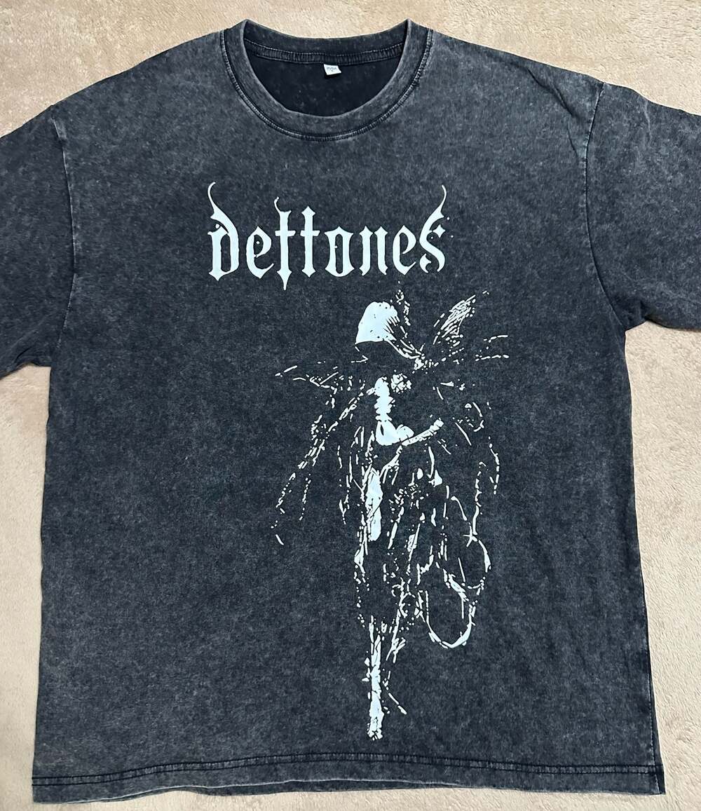 Deftones Gothic Logo Fairy Mineral Wash T-Shirt Size L